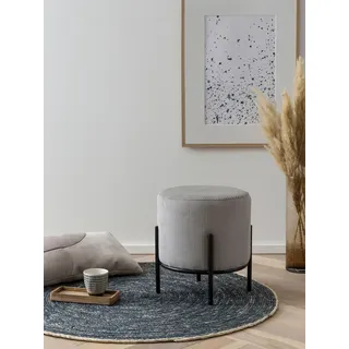 SalesFever Polsterhocker Kunststoff 35 x 38 x 35 cm Hellgrau/Schwarz