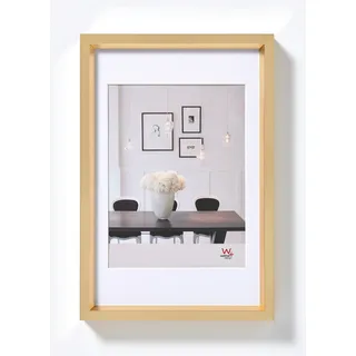 walther design Bilderrahmen gold 30 x 45 cm mit Passepartout, Steel Style Kunststoffrahmen ES045G