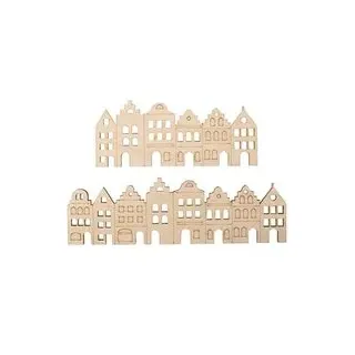 Rayher Dekoartikel natur Holzleiste Nordic Häuser, 2 St.