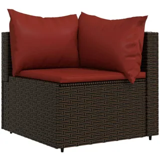 vidaXL Garten-Ecksofa mit Kissen Braun Poly Rattan