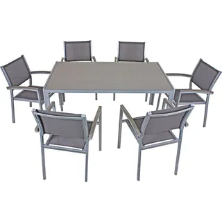 Garden Pleasure Sitzgruppe Grace, grau Kunststoff, Metall, 7-teilig