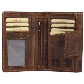 Greenburry Vintage Damenbörse Leder Geldbeutel braun | Hochformat