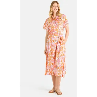 Lieblingsstück Midikleid "ElnaL" Eingrifftaschen mit Taillengürtel, kragenlos, orange