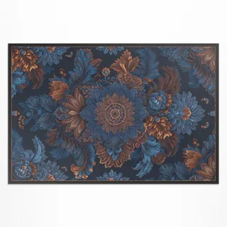 Wallfluent Teppich 60x90 cm Blumenkomposition Dunkel , Kunststoff , 60x90 cm , Teppiche und Böden, Teppiche