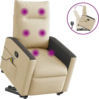 Massagesessel mit Aufstehhilfe Creme Stoff - Creme
