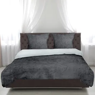 Bettwäsche 2-tlg "Cashmere Touch" ( Anthrazit ) - - 1 Bettbezug 135x200cm + 1 Kissenbezug 80x80cm Bettdecken Set Reißverschluss - Grau