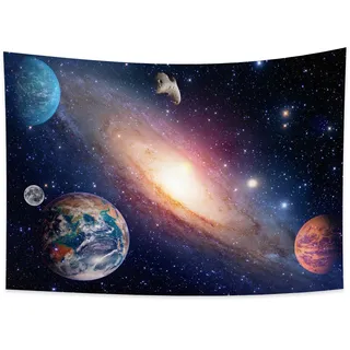 YONGFOTO 150x100cm Weltraum Tapisserie, Die Erde Mond Planet Meteorit Starry Galaxis Wandbehang für Zimmer Dekor Themenausstellung Hängend Wohnheim Schlafzimmer Wall Art Star Tapisserien