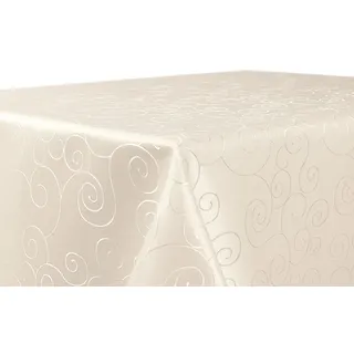 BEAUTEX Tischdecke Damast Ornamente - Bügelfreies Tischtuch - Fleckabweisende, Pflegeleichte Tischwäsche - Tafeltuch, Eckig 130x340 cm, Creme