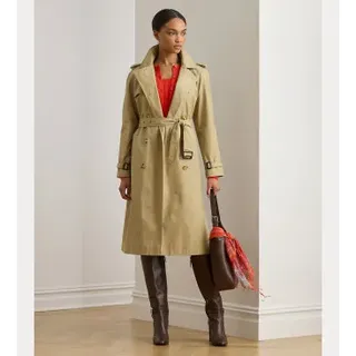 Lauren Ralph Lauren für Damen. 297951259003 Double Breasted Beige Mantel (M), Lässig, Baumwolle