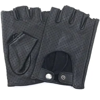 ZLUXURQ Damen-Lederhandschuhe Vollmaschige Fingerlose Halbfinger-Fahrhandschuhe