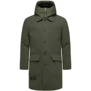 Trenchcoat STONE HARBOUR "Wollmantel Thiagoo XX", Herren, Gr. M, grün (schwarz olive), Obermaterial: 95% Polyester PES. 3% Viskose CV. 2% Elasthan EL. Obermaterial: Futter: 100% Polyester PES. 100% Polyester PES., Mäntel Trenchcoat