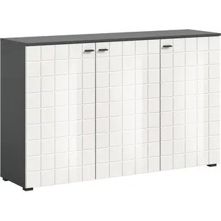INOSIGN Sideboard »Gora, Breite 138 cm, gefräste Front in Waffeloptik hochglanz« Kommode, Schrank, Anrichte, schwarz