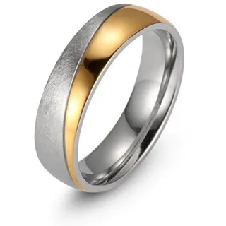 Trauring FIRETTI "Schmuck Geschenk "LIEBE" mit Vertiefung, ca. 7,0mm breit" Gr. 62, gold (edelstahlfarben, gelbgoldfarben), Fingerringe, Damen, 62, Edelstahl, 7mm, Trauring