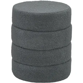 Homcom Sitzhocker, Fußhocker, Runder Polsterhocker, Fußstütze mit Sitzkissen , Dunkelgrau , Holz , Füllung: Schaumstoff , 40x45x40 cm , Wohnzimmer, Sessel, Hocker & Hockerbänke, Sitzhocker