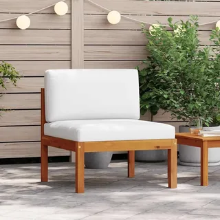 vidaXL Garten-Mittelsofa mit Kissen Holz Akazie & Seil - Weiß