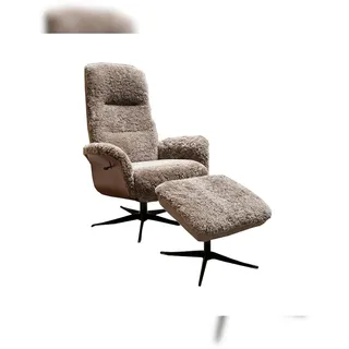 KAWOLA Relaxsessel SILVA Schaffell 77 x 106 x 86 cm Beige mit Hocker