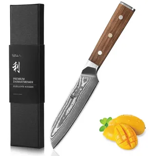 Wakoli Hickory Damast Santokumesser 12,5 cm Walnussholzgriff