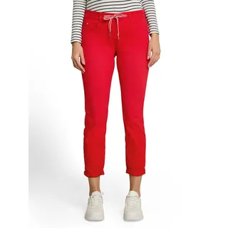 7/8-Hose TOM TAILOR "TOM TAILOR Tapered", Damen, Gr. 42, Länge 30, rot (soft scarlet rot), Web, Obermaterial: 92% Baumwolle, 5% Polyester, 3% Elasthan. Futter: 100% Baumwolle, 7/8-Länge, Hosen 7/8-Hose, mit Bindeband am Bündchen