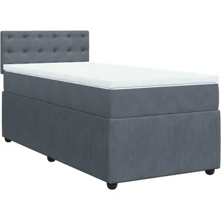 vidaXL Boxspringbett mit Matratze Dunkelgrau 80x200 cm Samt - Grau