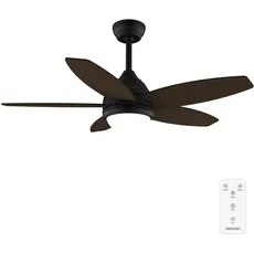 Cecotec - Deckenventilatoren mit Licht EnergySilence Aero 4200 Black&DarkWood, 106 cm, Motor 53 W, LED 15W, 3 Töne, Entfernungssteuerung, 5 Flügel, 3 Auswahl, Schwarz-Dunkelbraun