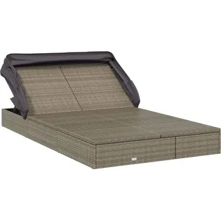 vidaXL 2-Personen-Sonnenliege mit Dach Grau 213x118x97 Poly Rattan - Grau