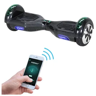 ROBWAY W1 Hoverboard | Elektroroller 700 Watt - 6,5 Zoll - 15 km/h - Bluetooth - LEDs - Soundeffekt - Smart Elektro Scooter - Jugendliche & Erwachsene - Schwarz
