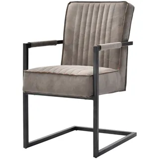 Mid.you Schwingstuhl , Taupe , Metall, Textil , Uni , C-Form , 51.5x92x70 cm , inklusive Armlehnen , Esszimmer, Stühle, Schwingstühle