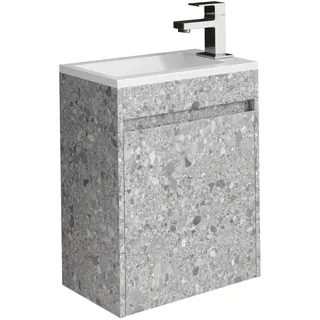 WC Badmöbel Sinta 40x22 cm - Stein Grau - Schrank Weißes Waschbecken Badezimmer