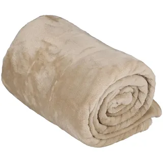 ArtiCasa Fleecedecke 150 x 200 cm - Tagesdecke - Kuscheldecke - Sofa Überwurfdecke - 1-Personen Sofadecke - Dekoration Wohnzimmer - Waschmaschinenfest - Beige - Fleece/Polyester