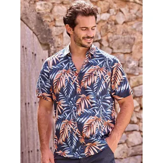 LERROS Kurzarmhemd »LERROS Hawaiihemd, floral gemustert«, blau