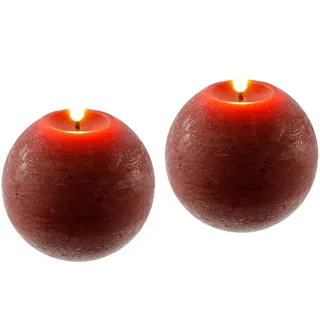 I.GE.A. LED Echtwachskerze 2er Set 11 cm rot