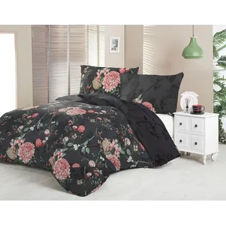 Satinbettwäsche Alisa, Reißverschluss – 140 x 220, 70 x 90 cm - Dunkelgrau, Rosa, Beige, Grün