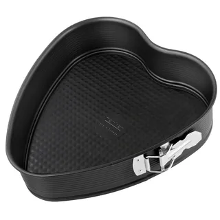 Zenker Herzspringform 24 x 28 cm PURE, Kuchenform mit Flachboden für Valentins- oder Hochzeitstag (Farbe: schwarz), Menge: 1 Stück