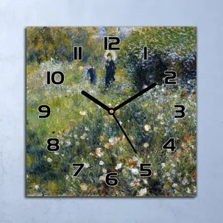 Wanduhr Echt-Glas-Küchenuhr Dame Regenschirm Quarz Lautlos 30x30 Deko Bilder - Grün
