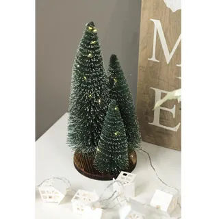 3 LED Deko Tannenbäume 40cm mit Timer Holzsockel Weihnachtsbäume Weihnachtsdeko