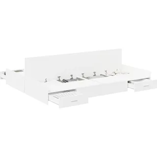 vidaXL Aufbewahrungsbettgestell Weiß 140 x 200 cm Holzwerkstoff - Weiß