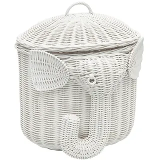 Kouboo Rattan-Aufbewahrungskorb, Elefant, Weiß