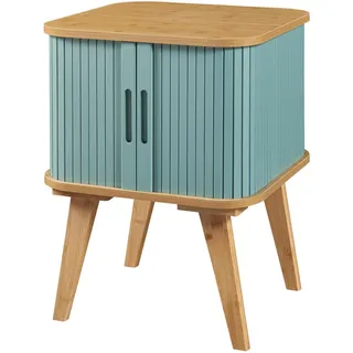 [en.casa] Beistelltisch Tysvær 59x45x45 cm Bambus/Blau