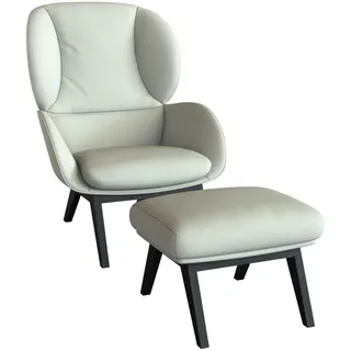 FLEXLUX Ohrensessel "Adria Designsessel, Loungesessel," Stil & Komfort, organische Form, Fuß Holz schwarz, warm weiß