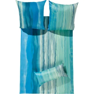 Estella Bettwäsche Nika Mako-Interlock-Jersey türkis Größe 1x 135x200 cm + 1x 80x80 cm