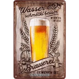 Nostalgic-Art Retro Blechschild, 20 x 30 cm, Wasser schmeckt besser – Geschenk-Idee für Bier-Fans, aus Metall, Vintage Design mit Spruch, Blechschilder Sprüche, Bier-Deko