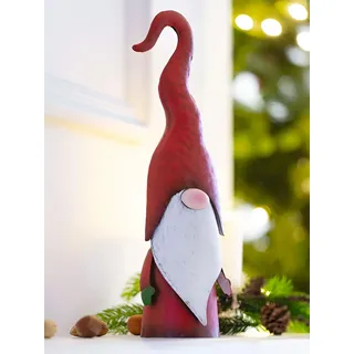 Dekoleidenschaft Dekofigur Wichtel aus Metall, rot, 31 cm hoch, Weihnachtswichtel, Weihnachtsmann, Weihnachtsdeko