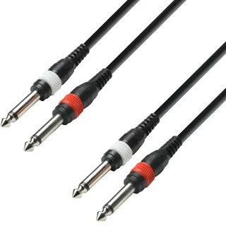 Adam Hall Cables 3 STAR TPP 0600 - Twin-Kabel | 2x 6,3mm Klinkenstecker mono auf 2 x 6,3mm Klinkenstecker mono; schwarz; 6m