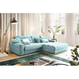 Ecksofa Lana Cord Recamiere rechts hellblau