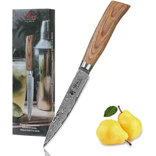 Wakoli EDIB Pro Allzweckmesser aus echtem Damaststahl (VG10 Kern) 12 cm Klinge – Scharf & ergonomisch – Damastmesser mit Pakkaholzgriff in edler Geschenkbox – Kleines Küchenmesser für Obst & Gemüse