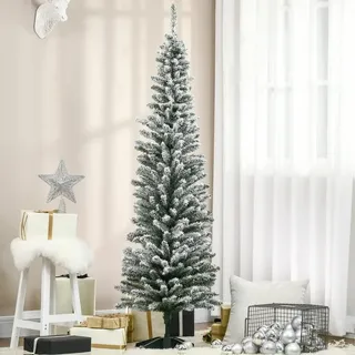 Schmaler künstlicher Weihnachtsbaum mit Schnee - 180 cm | Farbe: Grün-Weiß | Abmessungen: 55x55x180 cm