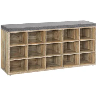 VASAGLE Schuhbank 30 x 105 x 48 cm türkisbraun-Taubengrau / türkisbraun