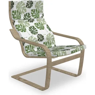 ABAKUHAUS Monstera Poäng Sessel Polster, Tropischen Dschungel Leaves, Sitzkissen mit Stuhlkissen mit Hakenschlaufe und Reißverschluss, Grün und Weiß - Grün