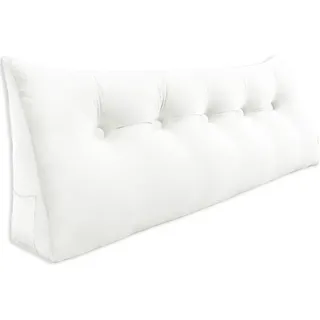 Vercart Rückenkissen für Bett Samt 160 cm , Weiß , Textil , Füllung: Hohlfaser , Dreieckig , 50x160 cm , Hergestellt in Europa , Heimtextilien, Wohntextilien, Kissen, Rückenkissen