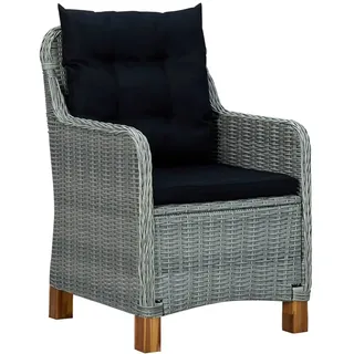 vidaXL Gartenstühle mit Kissen 2 Stk. Poly Rattan Hellgrau - Grau
